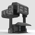 Sci Fi Industrial Gray Structure With Pillars Top Compartment And Geometric Design 3d model
