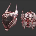 Dual Futuristic Smart Machine Helmets With Spiked Metallic Panels And Transparent Visors