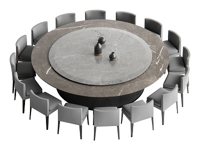 New Chinese Dining Table and Chair 3d model