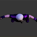 Man Wearing White Headscarf Scarf Black T-shirt Purple Shoes With Arms Outstretched Against Gray Background