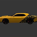 Yellow Muscle Car With Black Stripes And Sleek Exterior Design Features