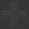 Urban Road Infrastructure Intersection With Asphalt Pavement Lane Markings And Curbs