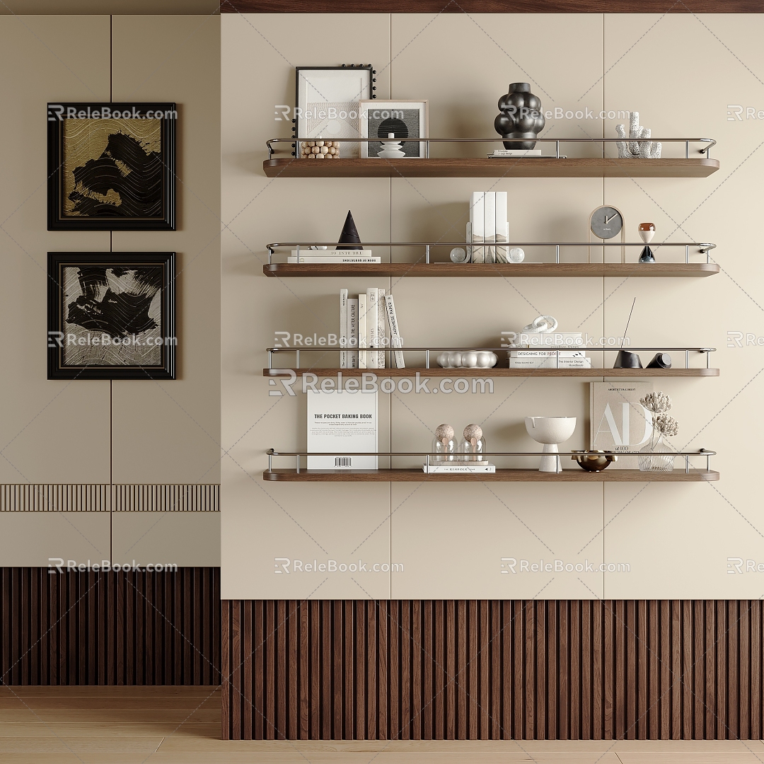 Antique Decorative Shelf Bookshelf 3d model