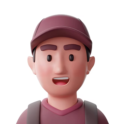 Man In Cartoon Style Wearing Purple Cap Smiling Friendly Headshot 3d model