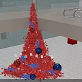 Large Scale Red And Blue Floral Art Installation At Building Entrance Grand Opening
