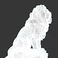 Classical Stone Lion Statue With Curly Mane In Sitting Posture