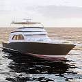 Modern Luxury Yacht With White Upper Deck And Dark Hull On Calm Water