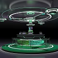 Modern Circular Art Installation With Green Lighting And Display Platform 3d model