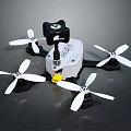 Quadcopter Drone With White Body Black Components And Camera On Top 3d model