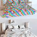 IKEA Modern Bedroom With Gray Bedding Lamps And Side Table