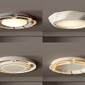 Modern Ceiling Lights with Circular Layered Design and Metallic Accent Frames for Soft Warm Illumination 3d model