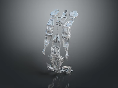 Silver Mechanical Game and Movie Character with Complex Armor Structure and Futuristic Sci Fi Design 3d model