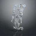 Silver Mechanical Game and Movie Character with Complex Armor Structure and Futuristic Sci Fi Design