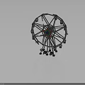 Detailed Ferris Wheel Model With Metal Frame And Colorful Star Center