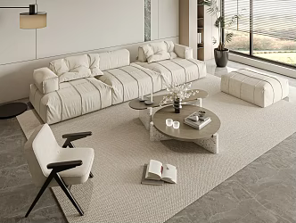 Quiet sofa tea table combination 3d model