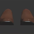 Brown Leather Slip on Shoes with Black Sole and Simple Classic Design