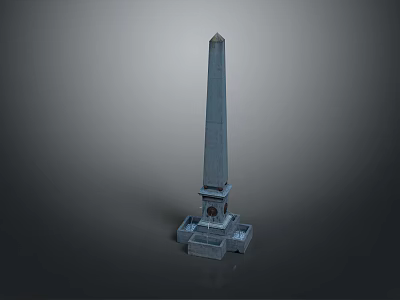 Monumental Stone Obelisk Structure With Ornate Pedestal And Tapered Shaft Design 3d model