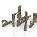 Detailed Ancient Architectural Stone Components Including Columns Arches And Railings 3d model