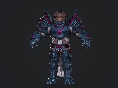 Game Movie Character Warrior in Dark Purple Armor with Muscular Build 3d model