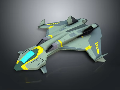Futuristic Aerospace Spacecraft Design With Sleek Green Yellow Accents And Advanced Features 3d model