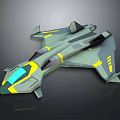 Futuristic Aerospace Spacecraft Design With Sleek Green Yellow Accents And Advanced Features