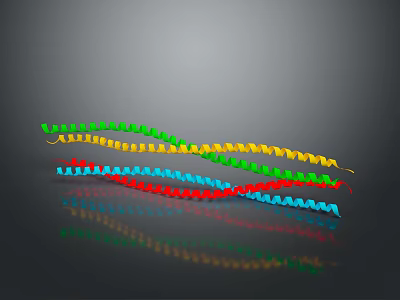 Colorful Helical Molecular Model For Medical Devices Research With Reflective Gray Background 3d model