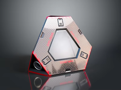 Hexagonal Rock Landscape With Red Edges And Silver Surfaces In Natural Scenery 3d model