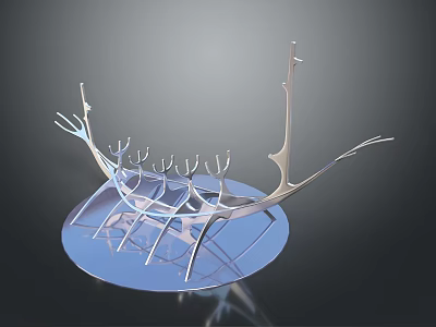 Viking Style Watercraft Model With Intricate Wooden Details And Decorative Prow Design 3d model