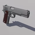 Semi Automatic Handgun With Wooden Grip Metal Body And Classic Design