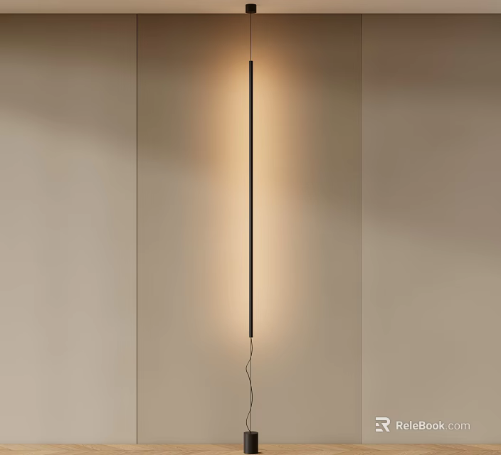Sleek Modern Wall Light With Warm Glow And Minimalist Design On Beige Wall 3d model 