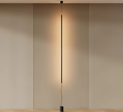 Sleek Modern Wall Light With Warm Glow And Minimalist Design On Beige Wall 3d model