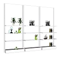 Modern Shelving Unit With Potted Plants Figurines And Decorative Bottles For Home