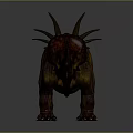 Realistic 3D Horned Dinosaur Model With Spiked Frill Nasal Horn and Brown Yellow Skin