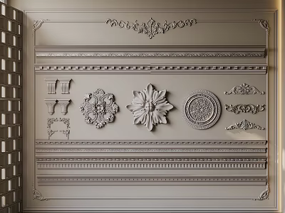Decorative Gypsum Cornice Collection With Various Embossed Patterns And Designs For Interior Decoration 3d model