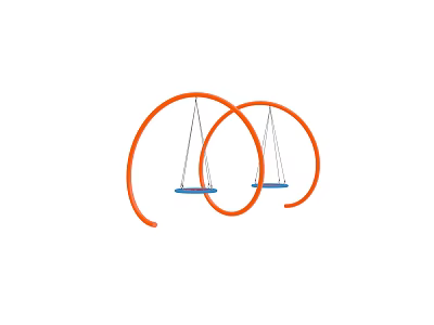 Outdoor Playground Equipment With Double Orange Ring Frames And Blue Swings 3d model