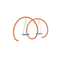 Outdoor Playground Equipment With Double Orange Ring Frames And Blue Swings