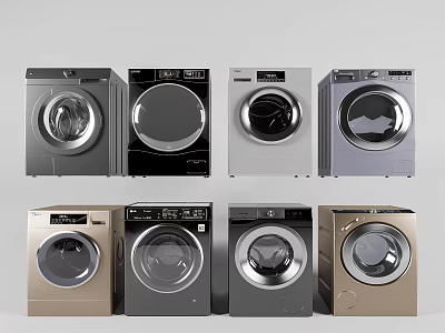 Various Modern Washing Machines in Different Colors and Stylish Designs 3d model