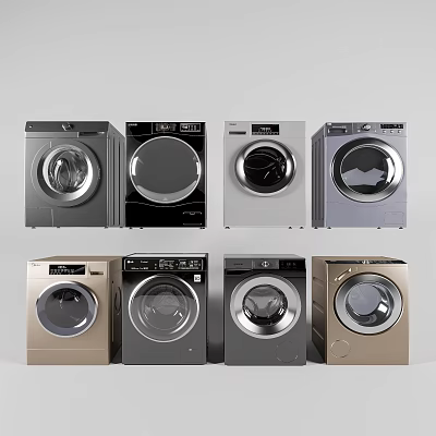 Various Modern Washing Machines in Different Colors and Stylish Designs 3d model