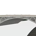 Scenic Stone Arch Bridge With Tree Reflections In Water And Stone Path 3d model