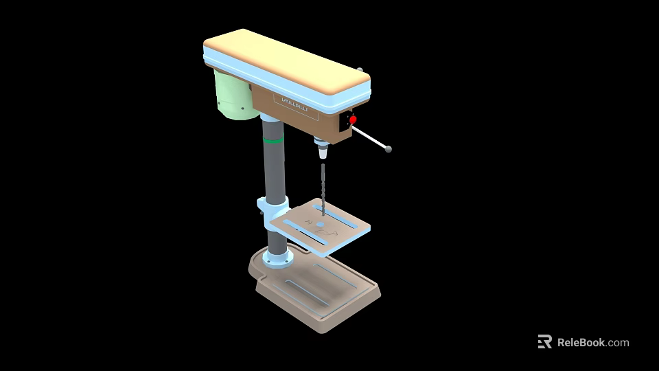 Heavy Duty Bench Drill Machine With Stable Base And Adjustable Worktable 3d model 