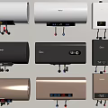 Various Wall Mounted Electric Water Heaters As Kitchen Appliances With Different Colors And Styles