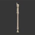 Ivory White Flute Musical Instrument With Classical Design Standing On Dark Background And Reflection
