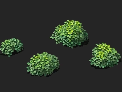 Multiple Green Leafy Bushes With Dense Lush Foliage And Round Shaped Forms 3d model