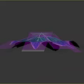 Vibrant Purple And Blue Gradient Leaves With Multiple Blades On Black Background