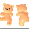Yellow Teddy Bear Plush Toy Front And Back Views For Kids Daily Use