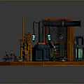 Plant Growth On Circular Platform With Mechanical Pipes And Laboratory Apparatus