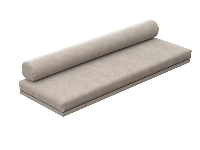 Soft Gray Long Fabric Cushion With Rolled End Design For Furniture Use 3d model