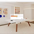 Modern Indoor Ping Pong Table Sports Equipment With Wooden Legs And Decorative Wall Design