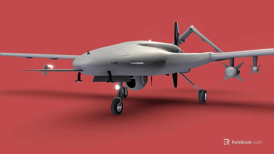 Gray Military Fighter Jet With Landing Gear On Red Background 3d model 