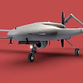 Gray Military Fighter Jet With Landing Gear On Red Background